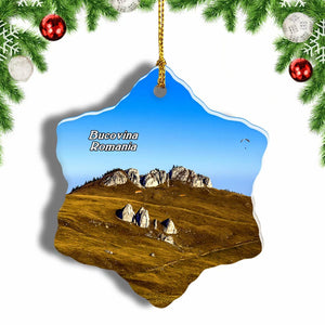 Romania Mountain Rarau Bucovina Christmas Ornament 3 Inches Snow