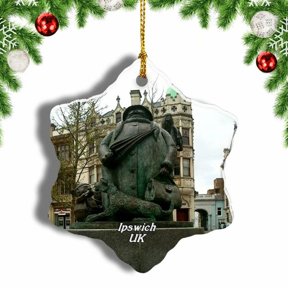 UK England The Major Statue at Major's Corner Ipswich Christmas Ornament 3 Inches Snow