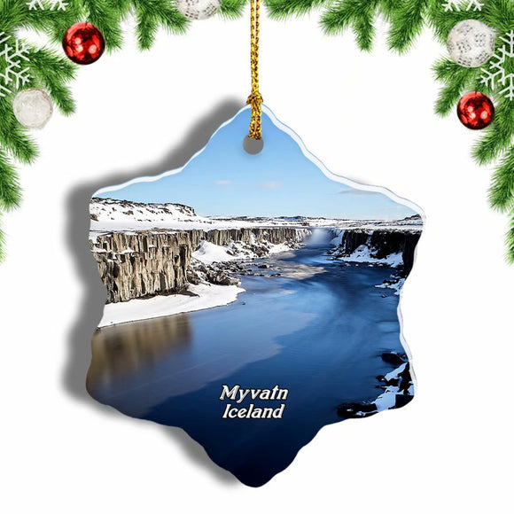 Iceland Goeafoss Myvatn Christmas Ornament 3 Inches Snow