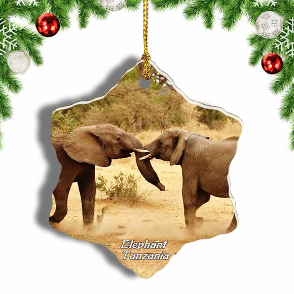 Tanzania Elephant Christmas Ornament 3 Inches Snow