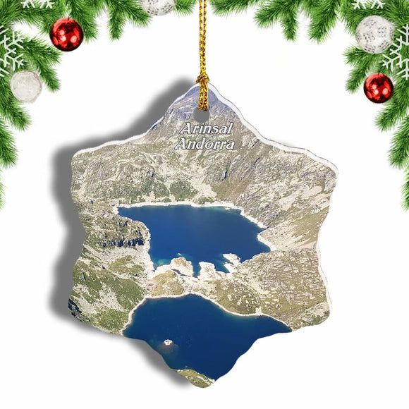 Andorra Tristaina Lake Arinsal Christmas Ornament 3 Inches Snow