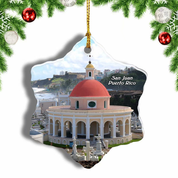 Old San Juan Puerto Rico Christmas Ornament 3 Inches Snow