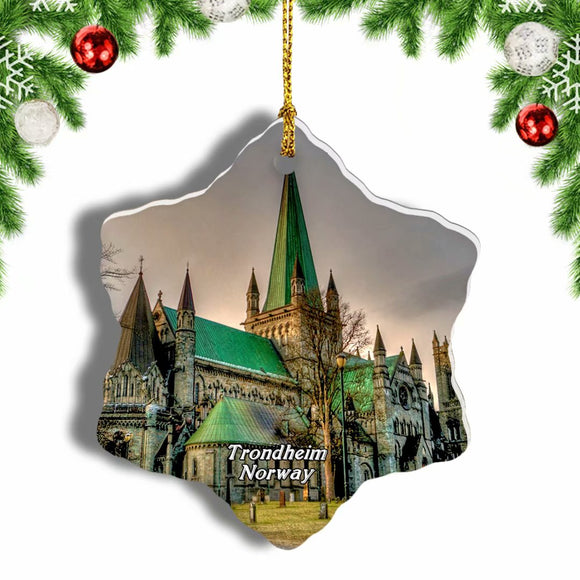 Norway Nidaros Cathedral Trondheim Christmas Ornament 3 Inches Snow