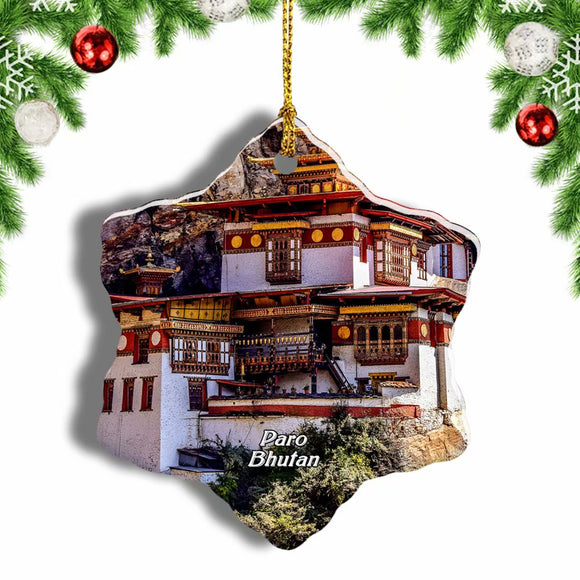 Paro Dzong Bhutan Christmas Ornament 3 Inches Snow