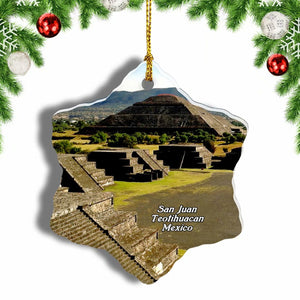 Mexico Pyramid of the Sun San Juan Teotihuacan Christmas Ornament 3 Inches Snow