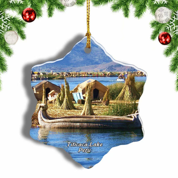 Titicaca Lake Peru Christmas Ornament 3 Inches Snow