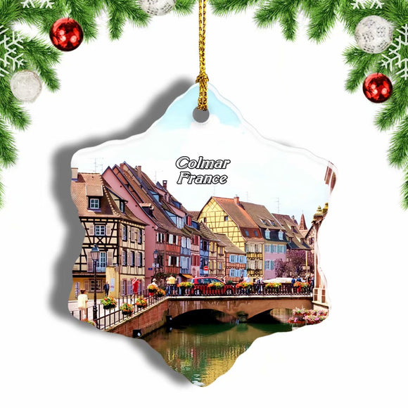 France Old Town Little Venice Colmar Christmas Ornament 3 Inches Snow