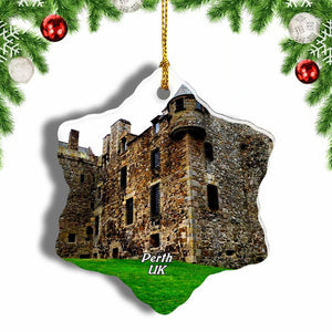 UK England Elcho Castle Perth Christmas Ornament 3 Inches Snow