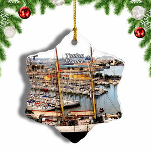 France Port Toulon Christmas Ornament 3 Inches Snow