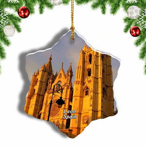 Spain Cathedral Leon Christmas Ornament 3 Inches Snow