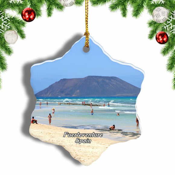 Spain Beach Fuerteventura Christmas Ornament 3 Inches Snow