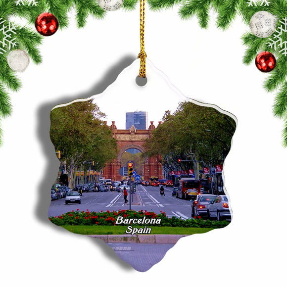 Spain Las Ramblas Barcelona Christmas Ornament 3 Inches Snow