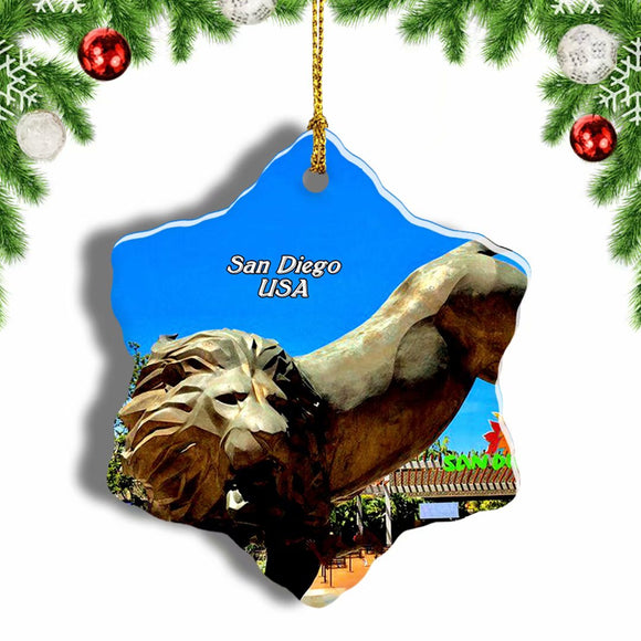 USA America San Diego Zoo Christmas Ornament 3 Inches Snow