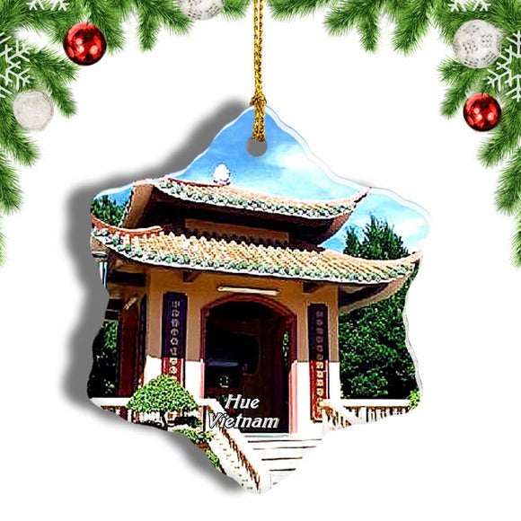 Vietnam Thien Mu Pagoda Hue Christmas Ornament 3 Inches Snow