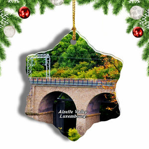 Alzette Valley Luxembourg Christmas Ornament 3 Inches Snow