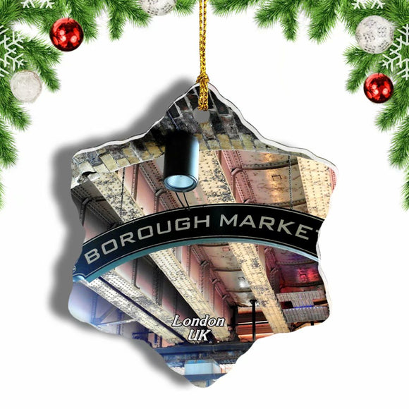 UK England Borough Market London Christmas Ornament 3 Inches Snow