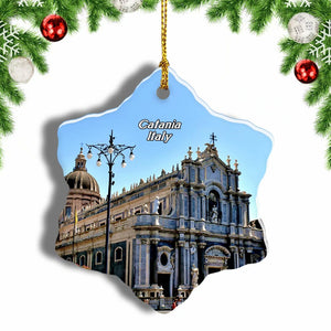 Catania Cathedral Italy Christmas Ornament 3 Inches Snow