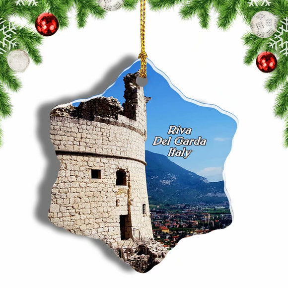 Italy The Bastion Riva Del Garda Christmas Ornament 3 Inches Snow