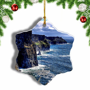 Ireland Cliff Of Moher Liscannor Christmas Ornament 3 Inches Snow