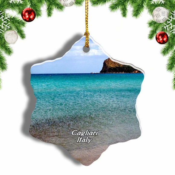 Italy Poetto Cagliari Christmas Ornament 3 Inches Snow