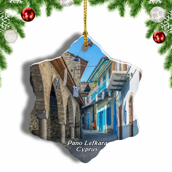 Cyprus Pano Lefkara Christmas Ornament 3 Inches Snow