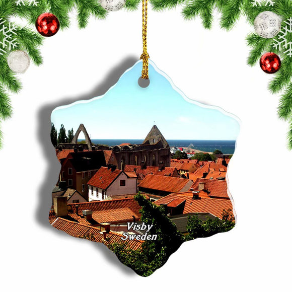 Sweden Visby Christmas Ornament 3 Inches Snow