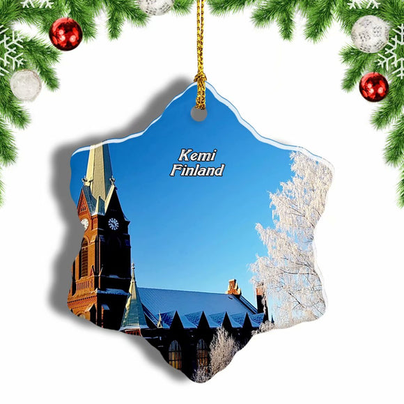 Finland Kemi Church Christmas Ornament 3 Inches Snow