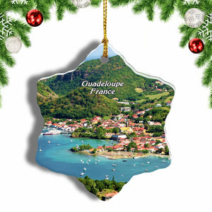 Guadeloupe France Christmas Ornament 3 Inches Snow