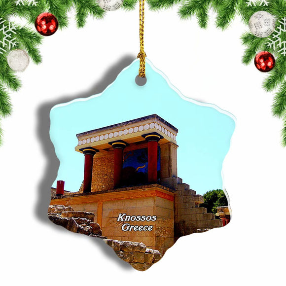 Greece Palace Knossos Christmas Ornament 3 Inches Snow