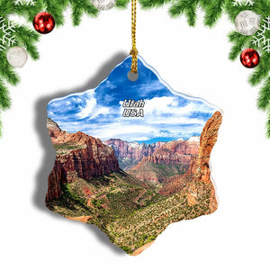 America USA Zion National Park Utah Christmas Ornament 3 Inches Snow