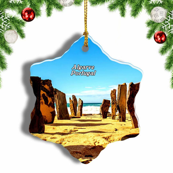 Portugal Beach Stone Algarve Christmas Ornament 3 Inches Snow