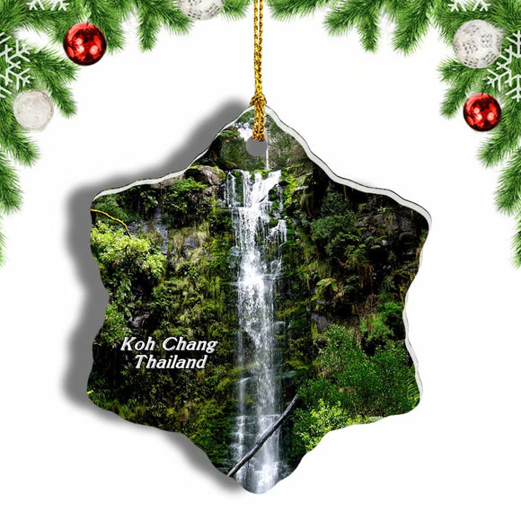 Thailand Klong Plu Waterfall Koh Chang Christmas Ornament 3 Inches Snow