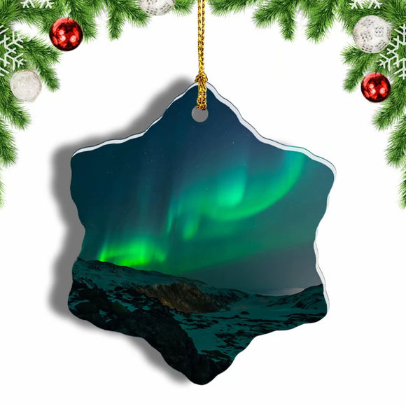 USA America Northern Lights Alaska Christmas Ornament 3 Inches Snow