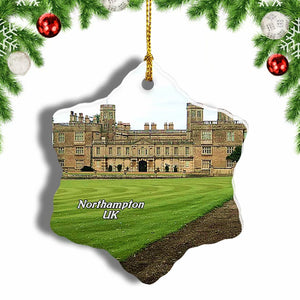 UK England Castle Ashby Gardens Northampton Christmas Ornament 3 Inches Snow