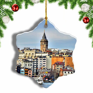 Turkey Galata Istanbul Tower Christmas Ornament 3 Inches Snow