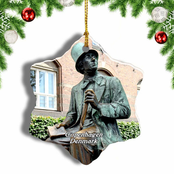 Denmark Andersen Statue Copenhagen Christmas Ornament 3 Inches Snow