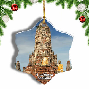 Thailand Wat Chai Watthanaram Ayutthaya Christmas Ornament 3 Inches Snow