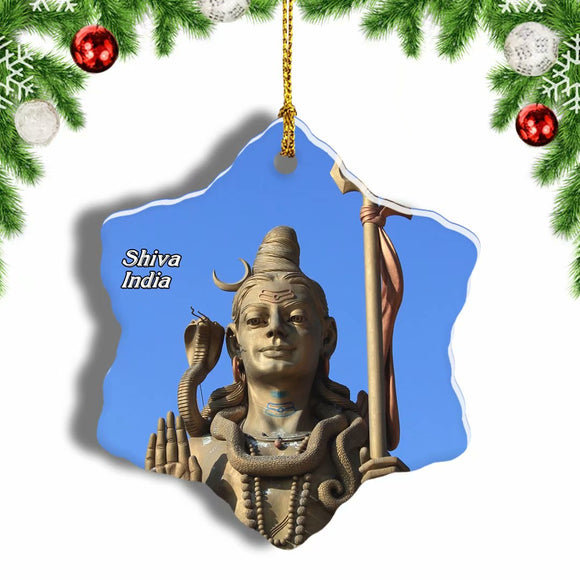 India Shiva Statue Christmas Ornament 3 Inches Snow