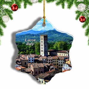 Italy Guinigi Tower Lucca Christmas Ornament 3 Inches Snow