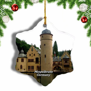 Mespelbrunn Castle Germany Christmas Ornament 3 Inches Snow