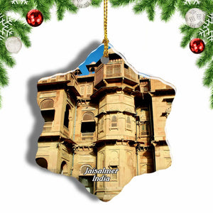 India Jaisalmer Fort Christmas Ornament 3 Inches Snow