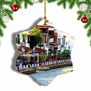 Malaysia Malacca River Melaka Christmas Ornament 3 Inches Snow