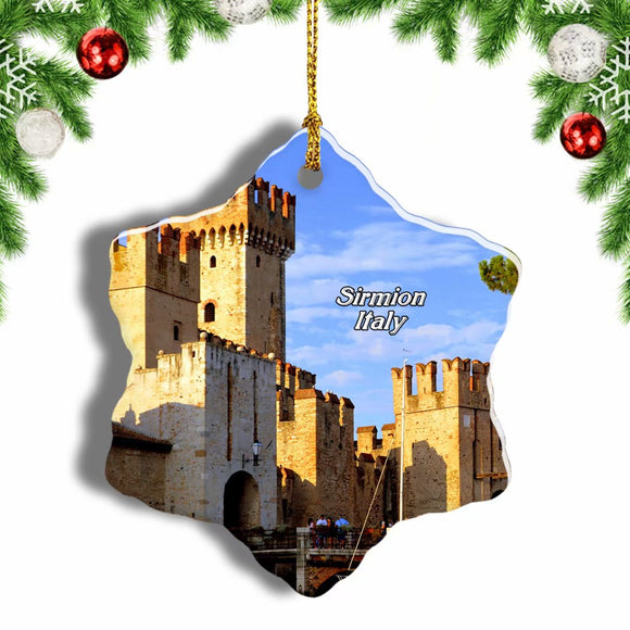 Italy Scaligero Castle  Sirmione Christmas Ornament 3 Inches Snow