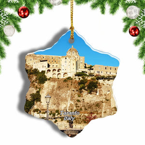 Italy Aragonese castle Taranto Christmas Ornament 3 Inches Snow