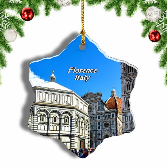 Italy Giotto's Bell Tower Square Florence Christmas Ornament 3 Inches Snow