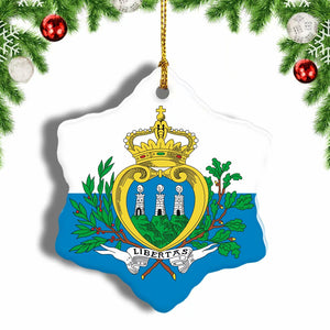 San Marino Flag Christmas Ornament 3 Inches Snow