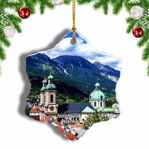 Austria Innsbruck Tyrol Panorama Christmas Ornament 3 Inches Snow