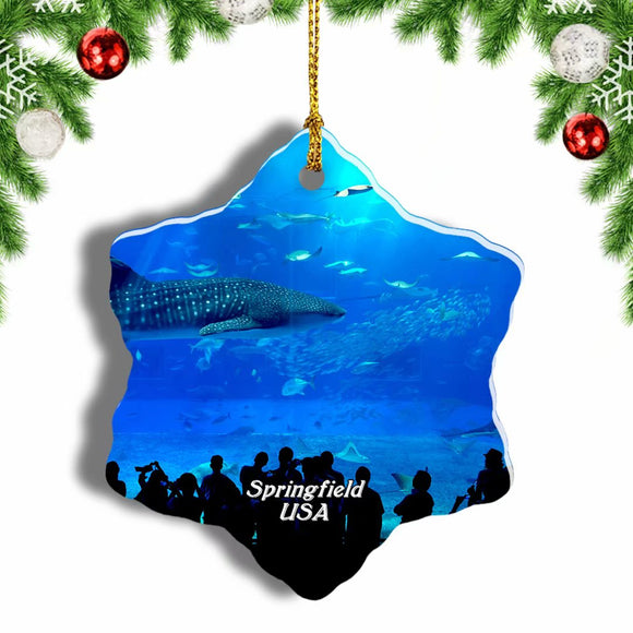 USA America Johnny Morris' Wonders Museum and Aquarium Springfield Christmas Ornament 3 Inches Snow