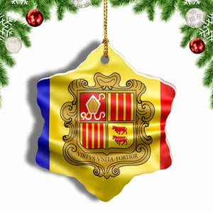 Andorra Flag Of Andorra Christmas Ornament 3 Inches Snow