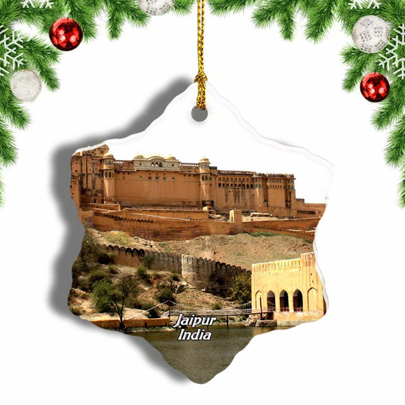 India Amber Fort Jaipur Christmas Ornament 3 Inches Snow